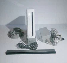 Nintendo Wii Console White RVL-001 Tested w/ Power, AV, Sensor Cords NO REMOTES