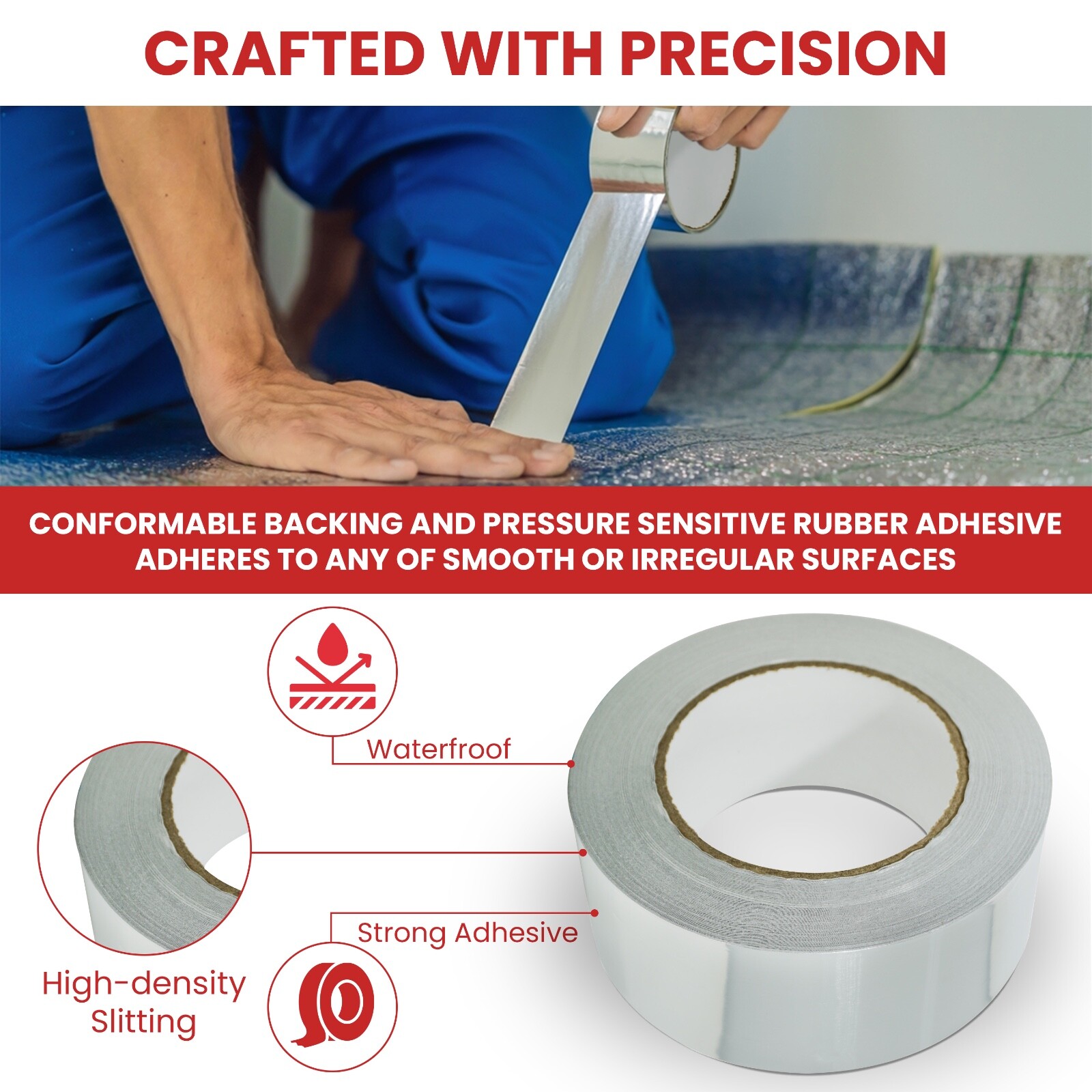 T.R.U. AF Heat Shield Resistant Aluminum Foil Tape HVAC: 4in x 50yds (Pack of 2)