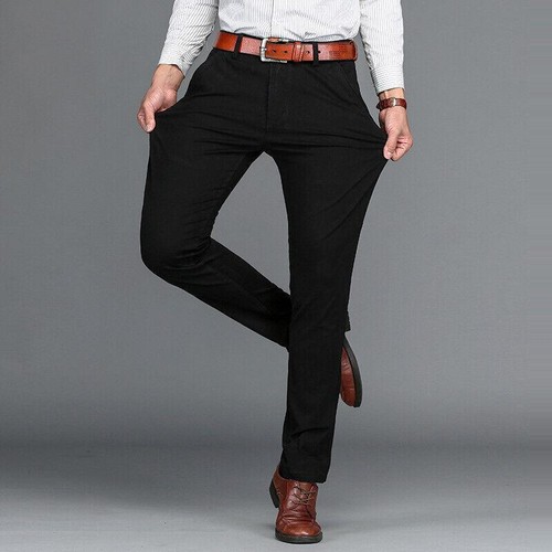 Men's Work Business Stretch Dress Formal Suit Straight Leg Casual Trousers Pants - Picture 9 of 28