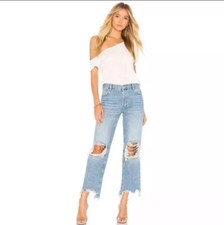 Free People We The Free Jeans Womens 25 Distressed Ripped Button Fly Raw Hem