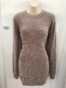 fur sleeve jumper dress