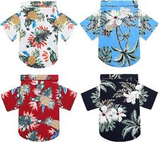4 Pieces Summer Pet Shirts Hawaii Style Flora...