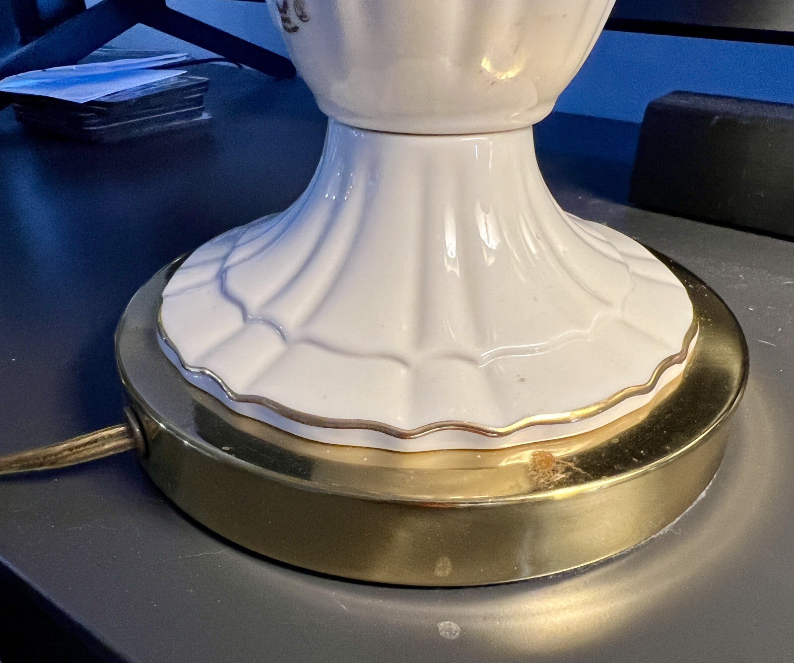 Pair of Lenox Lamps Original Finials 28"H Bone China Urn Body Brass