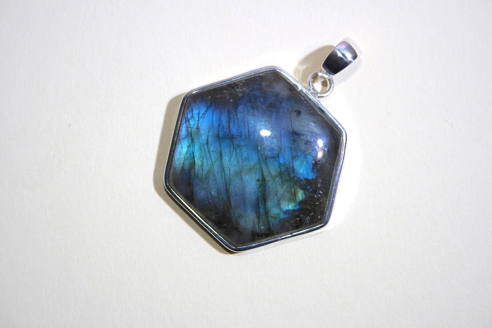 edelsteine24 Sehr schöner echter Labradorit Anhänger Silber 925 55x43mm! A-232 - Bild 4 von 4