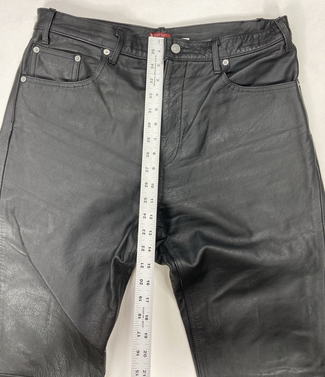 VINTAGE Levi's Lot 53 Leather Pants Men Size 34 x 32 Black Tag