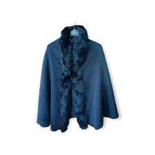 Mantella Donna Le Kikke in lana con pelliccia color antracite  + OMAGGIO shopper