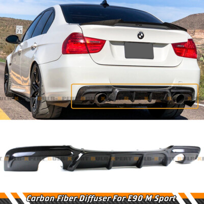 CARBON FIBER DUAL EXHAUST REAR BUMPER DIFFUSER FOR 2005-2011 BMW E90 E91 M SPORT