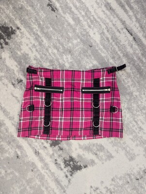 Tripp Nyc Pink Plaid Bodycon Skirt Tripp NYC Black Pink Plaid