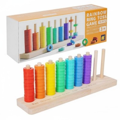 Regenbogen Scheibe Stapelspielzeug Hand-Auge Koordination Holz Scheibenstapler für
