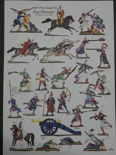 17 Figuren Heinrichsen 4cm Prinz Eugen 2 beidseitige ws. Originalbemalung