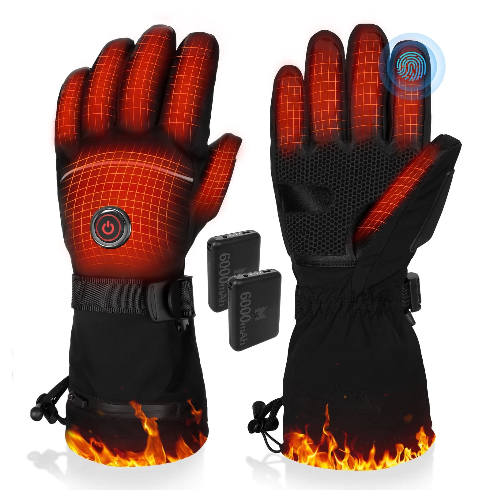 PEKWZIZ Heated Gloves, 5V 6000mAh Rechargeable Heated Gloves for Men Women, W...