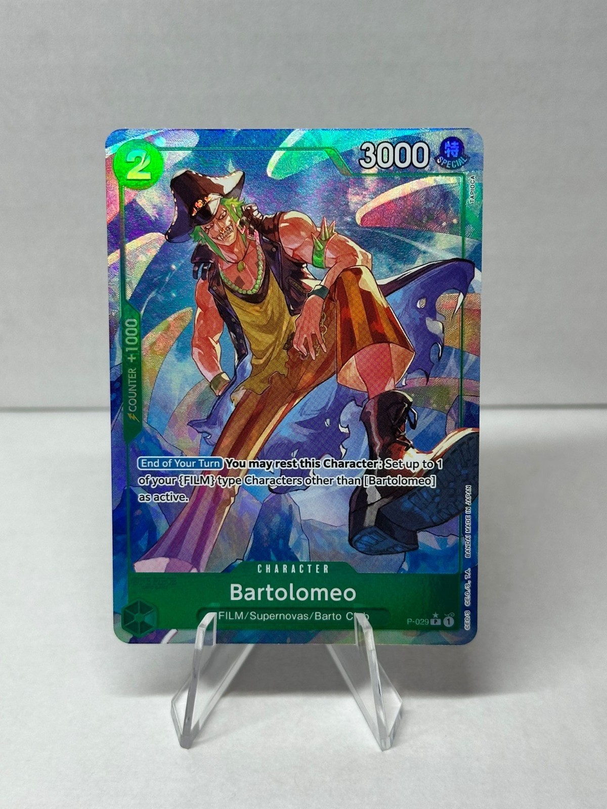 TCG de una pieza • Bartolomeo P-029 • Obra de arte alternativa • ESP/NM