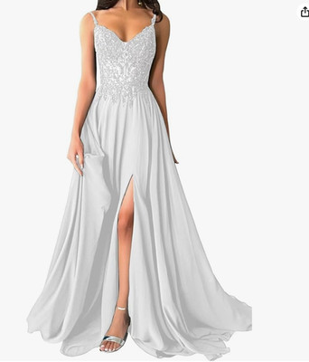 Women's Chiffon Prom Dresses, Spaghetti Straps, Lace Appliques, Evening Dresses