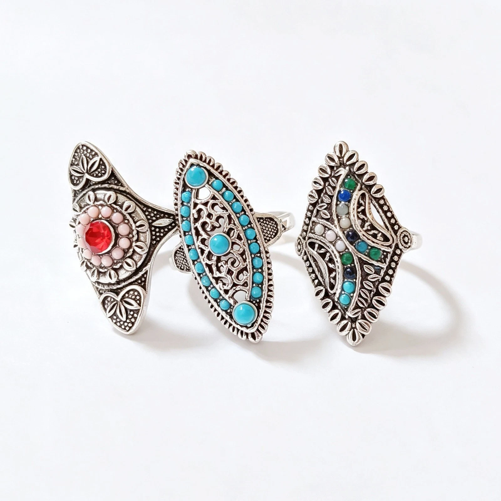 Wholesale 50pcs Lot Bohemian Ethnic Style Ring Hollow Carving Jewelry Men Women - product detail image 8
