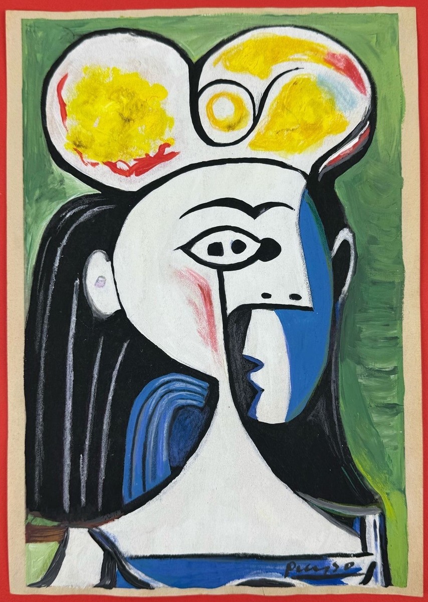Pablo Picasso (Handmade) Mixed Media on Paper Painting signed and