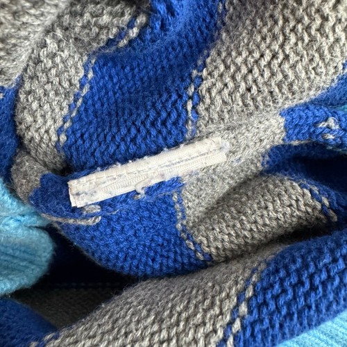 Hanna Andersson Crew Neck Striped Sweater Boys 150 (12 US) Gray Blue Elbow Patch - Picture 8 of 8