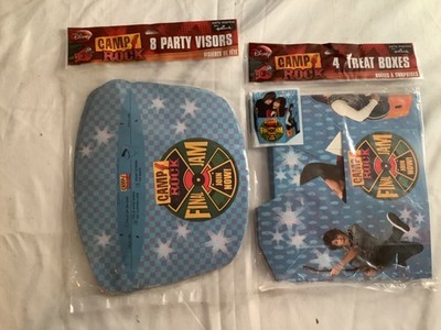 Camp rock party favors, 8 part visors, 4 treat boxes. Made by Hallmark NEW
