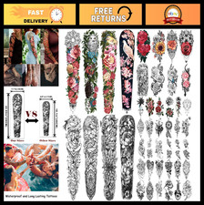 46 Sheet Full Arm Temporary Tattoos for Women Girls - Floral Peony, Bird, Butt