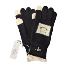 Vivienne Westwood Smiley pattern wool Glove Woman Mitten Japan   Black