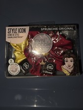 NIP Disney Princess BELLE Hair Scrunchies 2-pack Yellow  Burgundy invisibobble