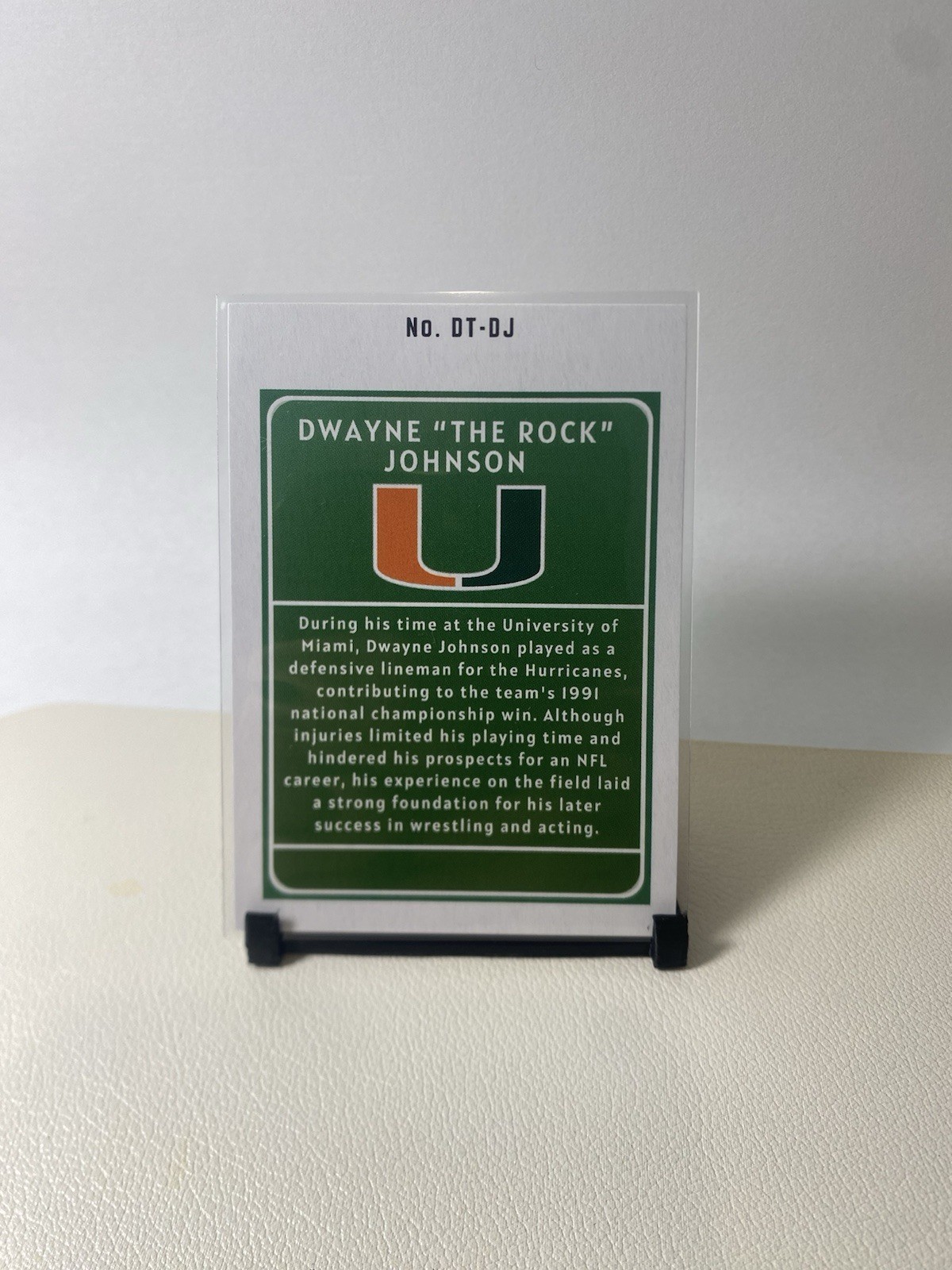DWAYNE JOHNSON THE ROCK 1994 MIAMI BUMBLE BEE HOLO REPRINT DTOWN ROOKIE CARD RC view 4