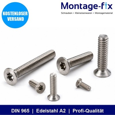 Senkkopfschrauben DIN 965 ISO 14581  Torx - M2 M3 M4 M5 M6 M8 - Edelstahl A2 V2A