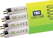 TBE LIGHTING T4 10w Fluorescent Tube Lamps 352mm - 4 Pack of CFL Bulbs - G5 2-P