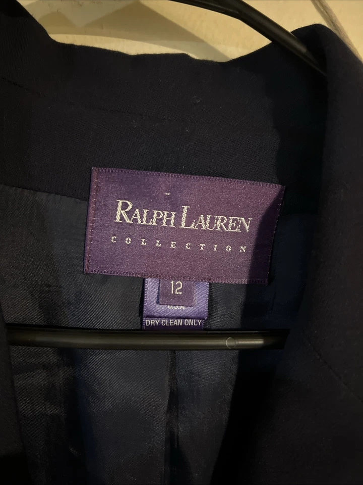 Ralph Lauren Collection 100% Wool Blazer Women Size 12 Navy Blue Double breasted - Image 3 of 4