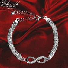 GS Infinity .925 Sterling 8MM Silver Mesh Band Bracelet w/CZ, 7”-9” - 50% OFF‼️