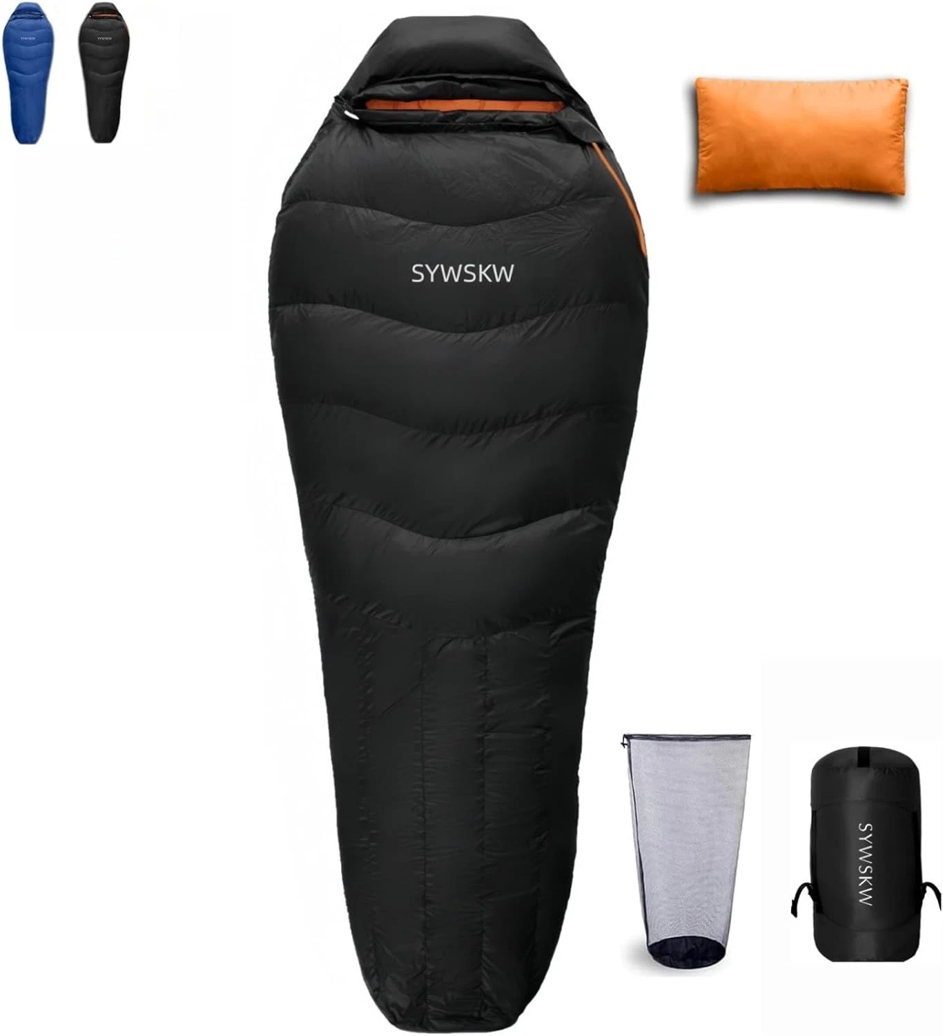 Lightweight Down Sleeping Bag with Pillow for Camping - 15℉ to 0℉ Rating
