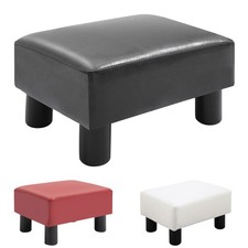3 Color Small Ottoman Footrest PU Leather Footstool Rectangular Seat Stool