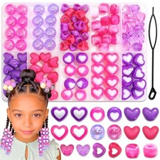 108PCS Purple Hair Beads for Braids Hot Pink Heart Loc Beads Purple Hot Pink