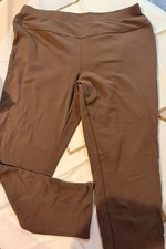Women's Brown Ankle Leggings Knit Solid Plain Regular Size Comfortable Stretch