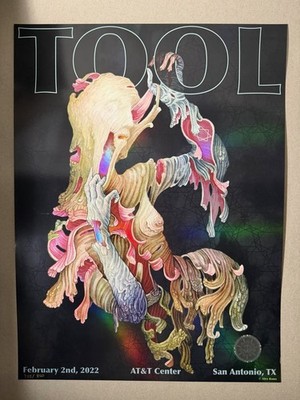 Tool Poster 2/2/22 AT&T Center San Antonio Texas Alex Kuno Band
