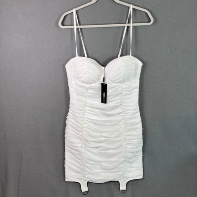 Fashion Nova Jasmine Bandage Mini Dress Women's Size XL White Ruched | eBay