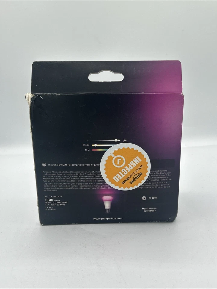 2 Pack White And Color Ambiance Smart Led Bulbs Dimmable 75W Equivalent NEW - Image 2 of 2
