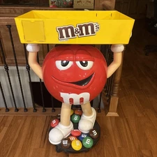 M&M Red Character Candy Store Display w/ Storage Tray Rolling Wheels