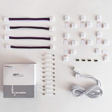 LED Strip Verbinder Set 10mm 4 Polig Verlängerung, Eckverbinder Befestigungsclip