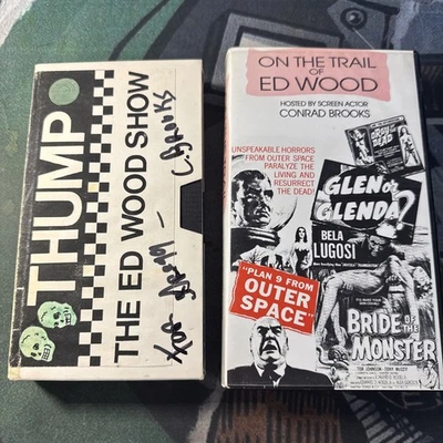 SIGNED By Conrad Brooks THE ED WOODS SHOW Part One VHS Lot ON THE TRAIL OF VG+ - Image 1 of 4