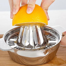 Stainless Steel Citrus Juicer Manual Hand Press Lemon Squeezer w Bowl Strainer
