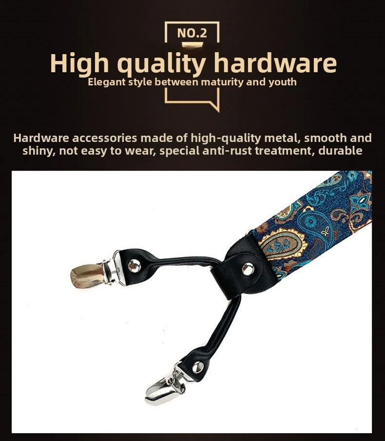 Elasticated Braces for Trousers Suspenders Adult  6-Clip Adjustable Plaid Suit - Изображение 4 из 4
