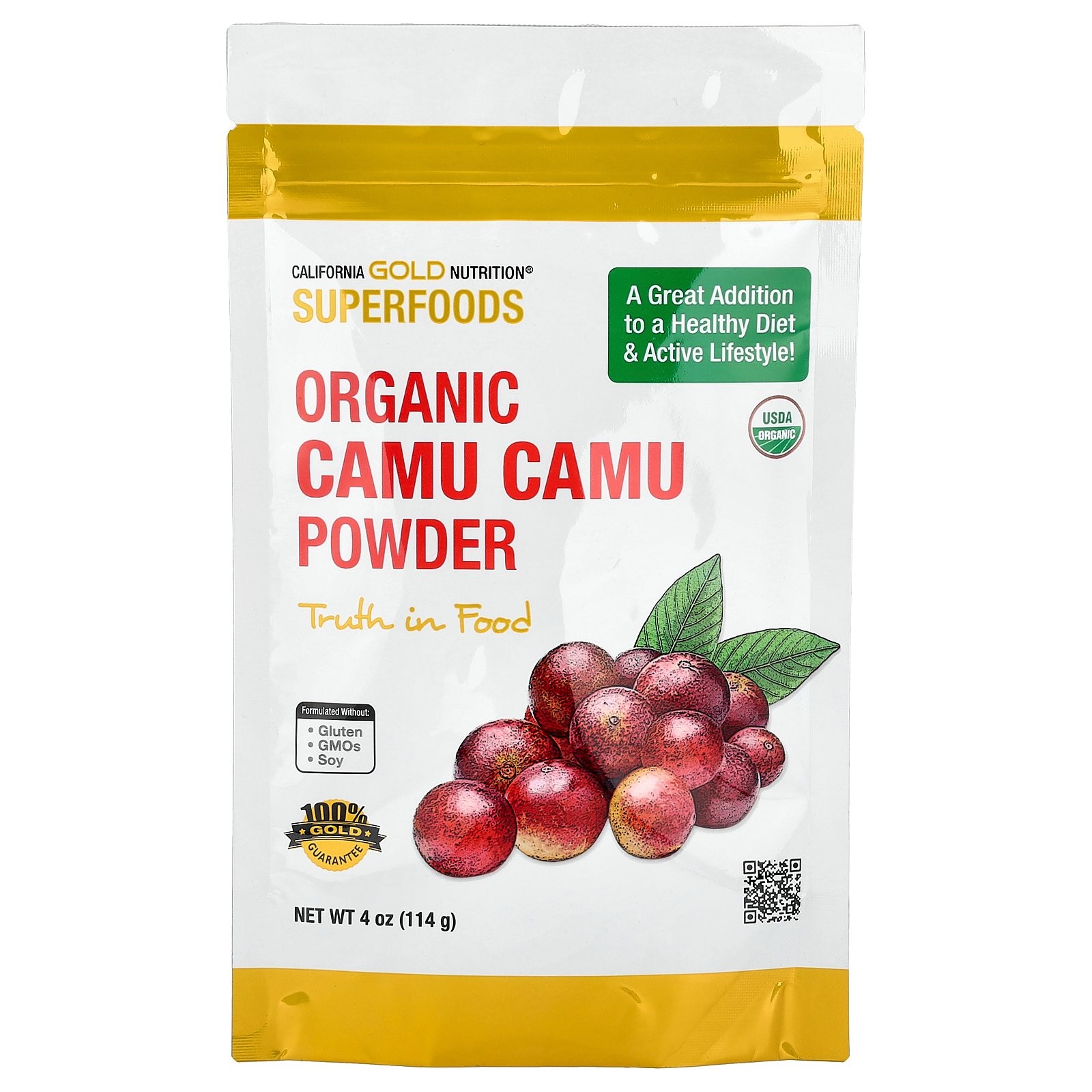 Суперпродукты органический порошок Каму-Каму 4 унции 114 г 3590₽