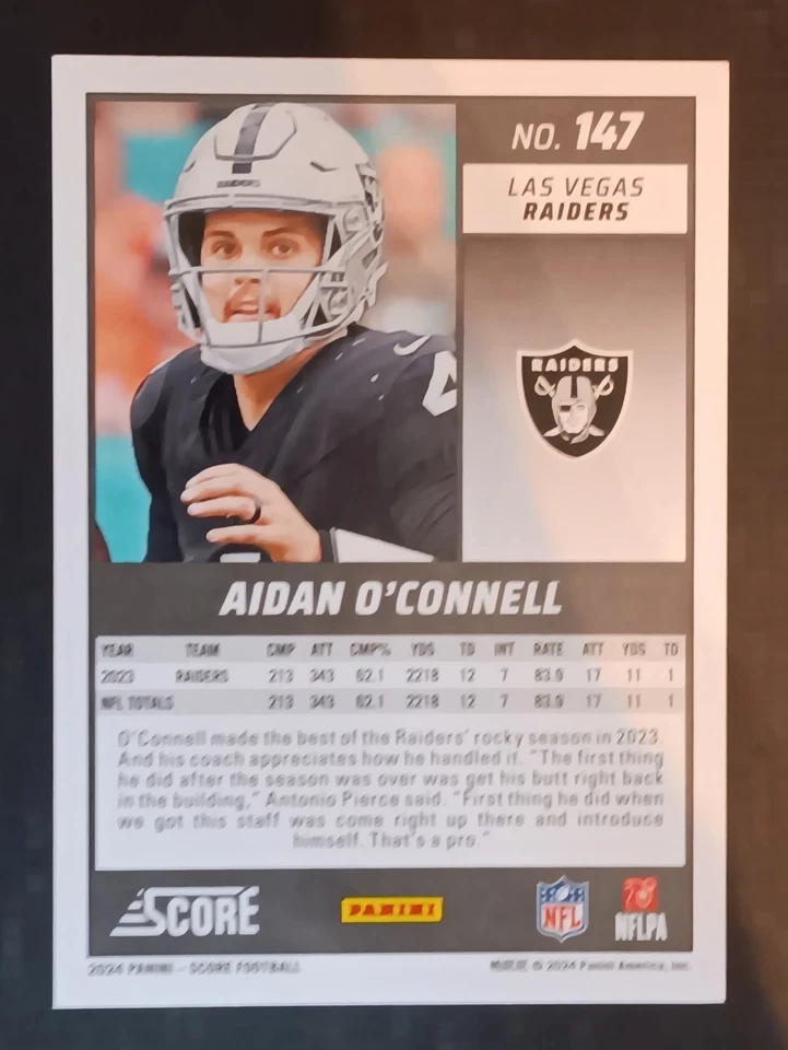 2024 Score NFL set, Aidan O'Connell, card #147, Ellipse design, 007/299 - Image 4 of 4
