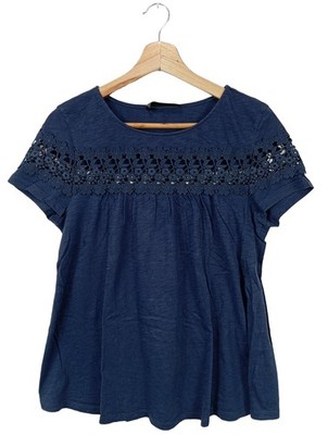 HALLHUBER Kurzarm-Bluse Damen Bluse Gr. DE 38 blau Casual-Look