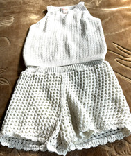 Cat Jack Girls White Knit Tank Art Class Shorts Set Size M 8