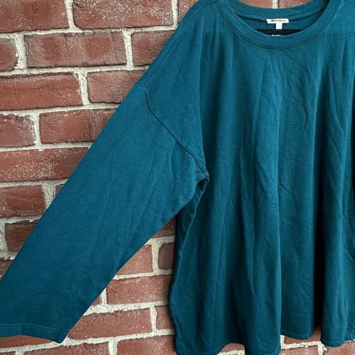 Eileen Fisher 148 $ Sweatshirt tiefe Ägäis Bio-Baumwolle/Hanf Rundhalsausschnitt 1X NEU - Bild 2 von 7