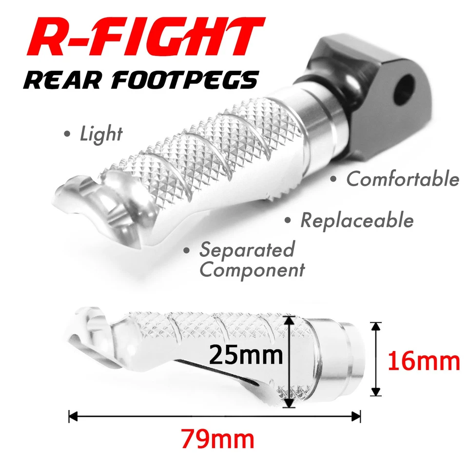 R-FIGHT Silver Rear Foot Pegs For Suzuki GSX650F Katana 650 11 12 13 14 15 16 17 Foto 4 de 4