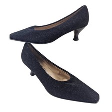 Salvatore Ferragamo Black Wool Textured Pumps Women s 8 B Narrow Italy Vintage