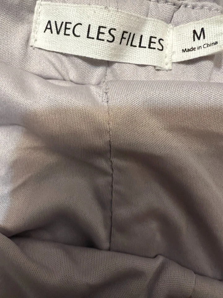 Pantalones acampanados con lentejuelas plateadas Avec Les Filles M cintura alta fiesta glamour elástico Holida Foto 4 de 4