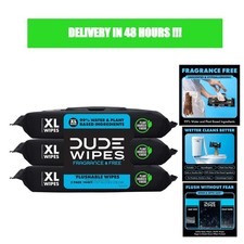 DUDE Wipes Flushable Adult Wet Wipes Fragrance Free 144 Count